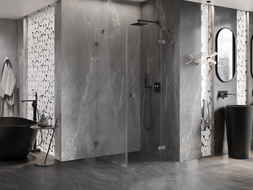 Mexen Lunar kabina prysznicowa uchylna prawa 100 x 100 cm, transparent, gun gray szczotkowany - 834-100-100-66-00-P