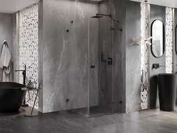 Mexen Lunar kabina prysznicowa uchylna prawa 80 x 80 cm, transparent, czarna - 834-080-080-70-00-P