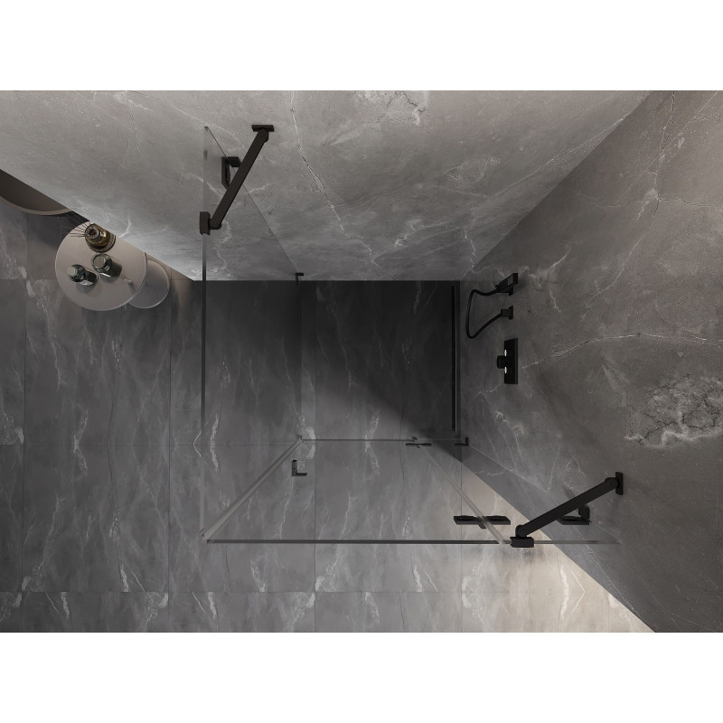 Mexen Lunar kabina prysznicowa uchylna prawa 100 x 100 cm, transparent, czarna - 834-100-100-70-00-P