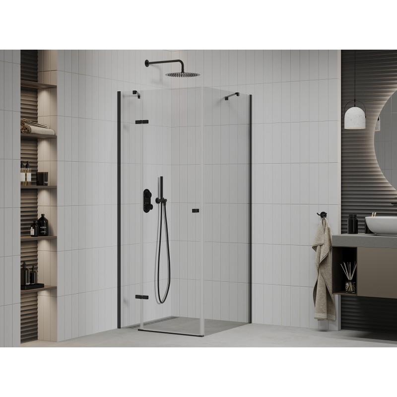 Mexen Roma kabina prysznicowa uchylna 70 x 70 cm, transparent, czarna - 854-070-070-70-00