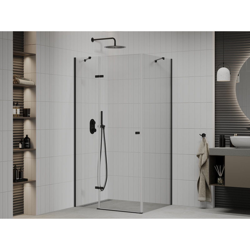 Mexen Roma kabina prysznicowa uchylna 70 x 100 cm, transparent, czarna - 854-070-100-70-00