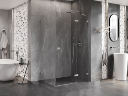 Mexen Lunar kabina prysznicowa uchylna prawa 100 x 80 cm, transparent, nikiel szczotkowany - 834-100-080-97-00-P