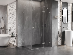 Mexen Lunar kabina prysznicowa uchylna prawa 95 x 90 cm, transparent, nikiel szczotkowany - 834-095-090-97-00-P