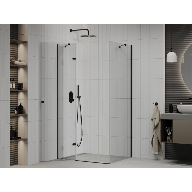 Mexen Roma kabina prysznicowa uchylna 80 x 100 cm, transparent, czarna - 854-080-100-70-00