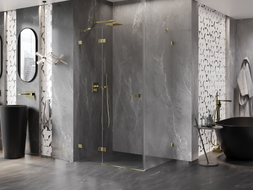 Mexen Lunar kabina prysznicowa uchylna lewa 100 x 90 cm, transparent, złota - 834-100-090-50-00-L