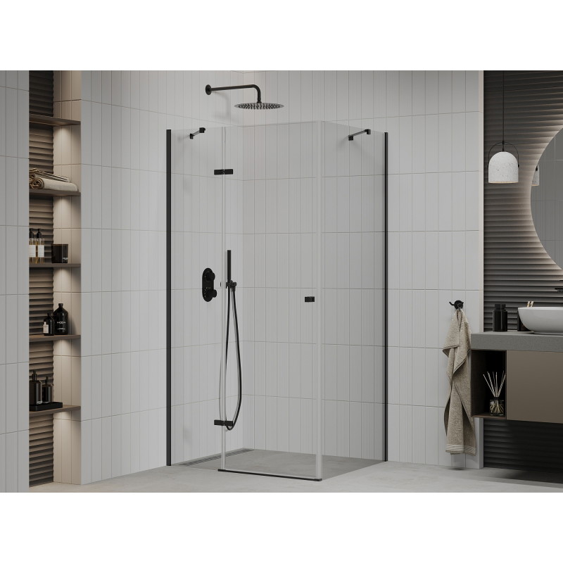 Mexen Roma kabina prysznicowa uchylna 90 x 110 cm, transparent, czarna - 854-090-110-70-00