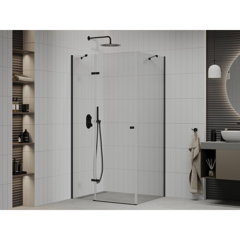 Mexen Roma kabina prysznicowa uchylna 100 x 90 cm, transparent, czarna - 854-100-090-70-00