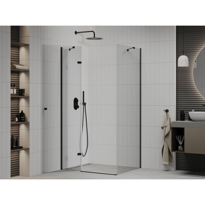 Mexen Roma kabina prysznicowa uchylna 110 x 90 cm, transparent, czarna - 854-110-090-70-00