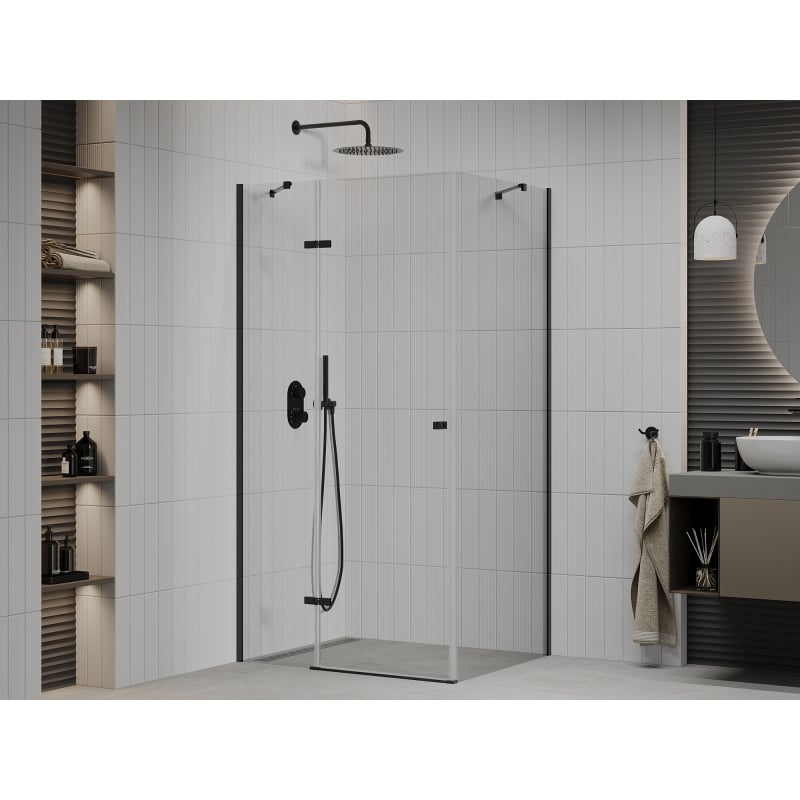 Mexen Roma kabina prysznicowa uchylna 120 x 80 cm, transparent, czarna - 854-120-080-70-00
