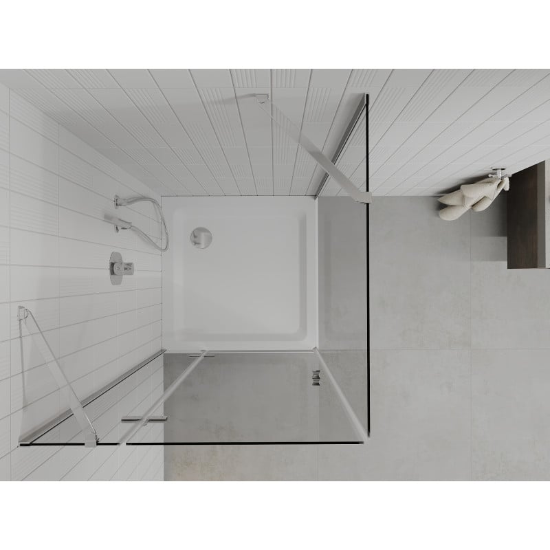 Mexen Roma kabina prysznicowa uchylna 80 x 80 cm, transparent, chrom + brodzik Flat - 854-080-080-01-00-4010
