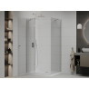 Mexen Roma kabina prysznicowa uchylna 80 x 100 cm, transparent, chrom + brodzik Flat - 854-080-100-01-00-4010