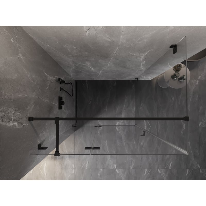 Mexen Lunar T kabina prysznicowa uchylna lewa 140 x 90 cm, transparent, czarna - 834T-140-090-70-00-L