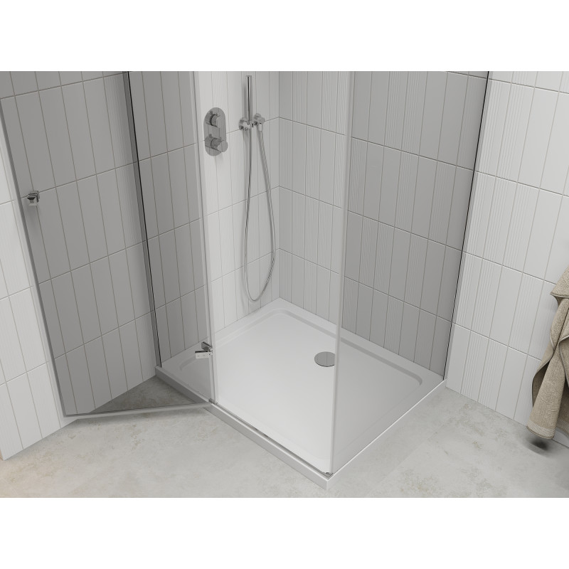 Mexen Roma kabina prysznicowa uchylna 120 x 80 cm, transparent, chrom + brodzik Flat - 854-120-080-01-00-4010