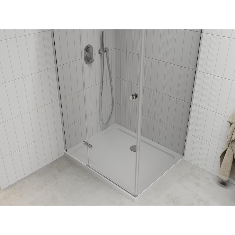 Mexen Roma kabina prysznicowa uchylna 120 x 80 cm, transparent, chrom + brodzik Flat - 854-120-080-01-00-4010
