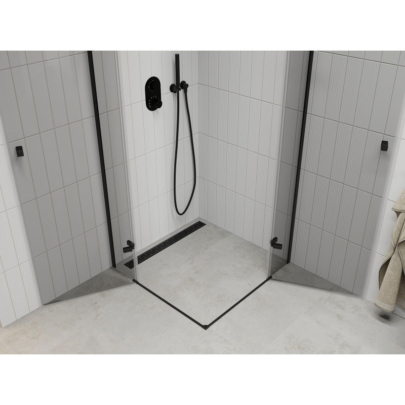 Mexen Roma Duo kabina prysznicowa uchylna 70 x 70 cm, transparent, czarna - 854-070-070-70-00-02