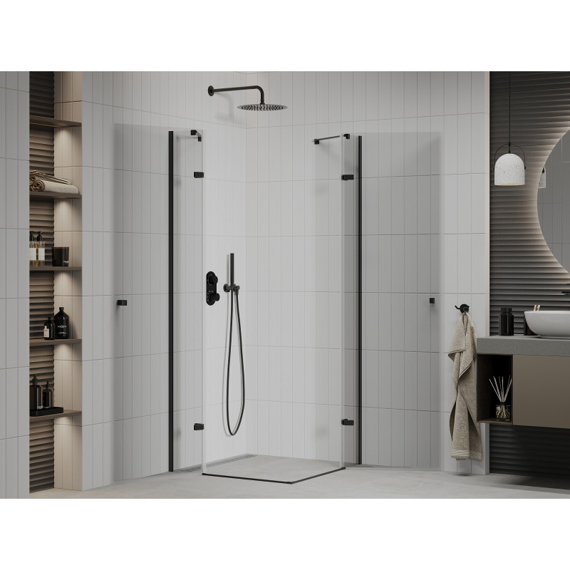 Mexen Roma Duo kabina prysznicowa uchylna 80 x 80 cm, transparent, czarna - 854-080-080-70-00-02