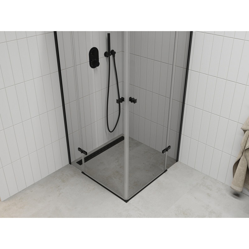 Mexen Roma Duo kabina prysznicowa uchylna 80 x 80 cm, transparent, czarna - 854-080-080-70-00-02