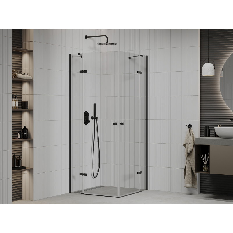 Mexen Roma Duo kabina prysznicowa uchylna 90 x 90 cm, transparent, czarna - 854-090-090-70-00-02