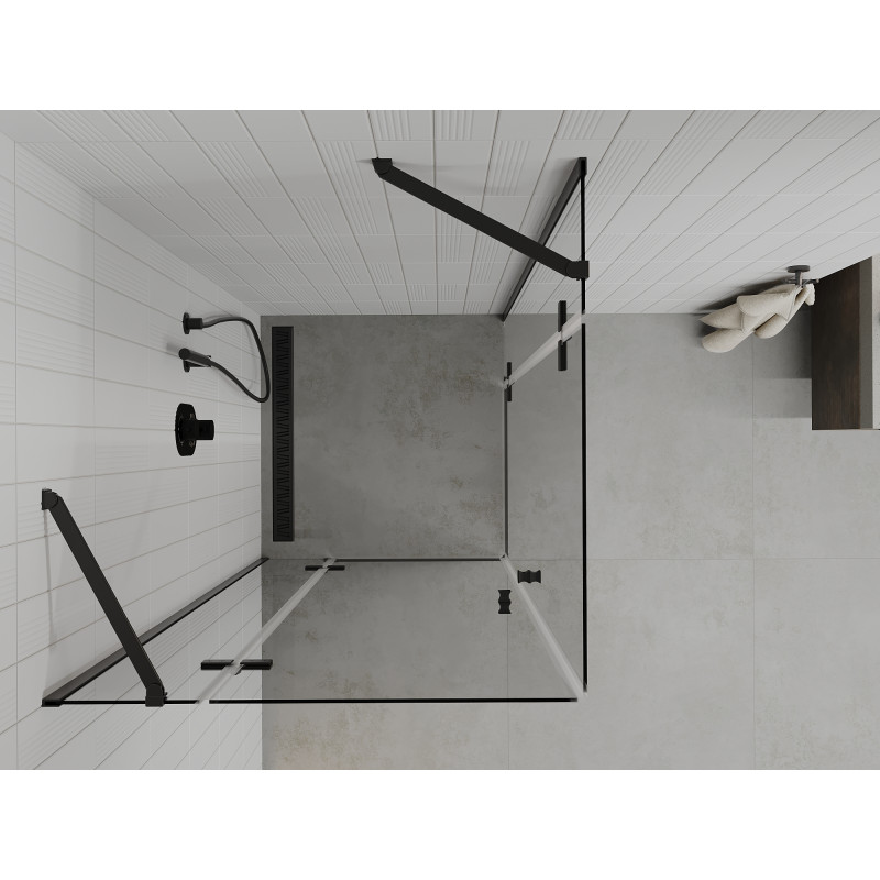 Mexen Roma Duo kabina prysznicowa uchylna 100 x 100 cm, transparent, czarna - 854-100-100-70-00-02
