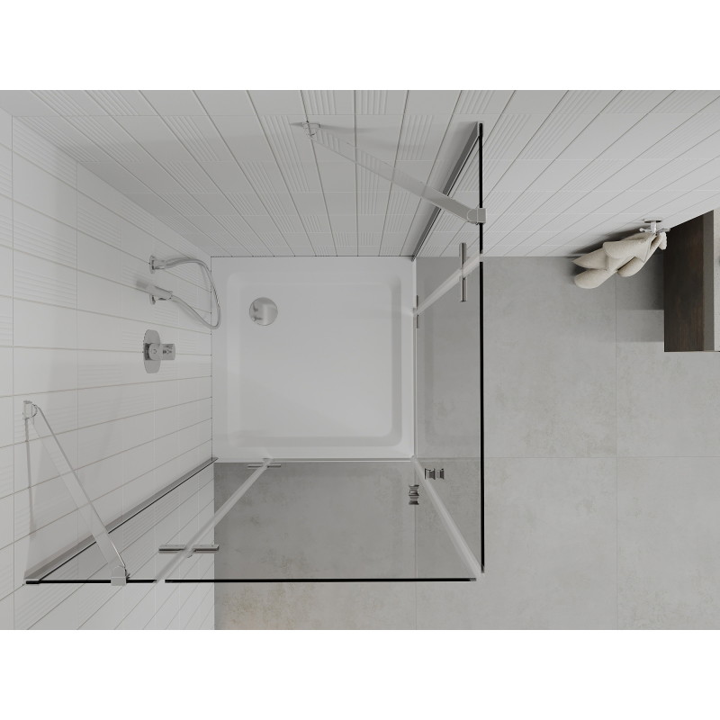 Mexen Roma Duo kabina prysznicowa uchylna 80 x 80 cm, transparent, chrom + brodzik Flat - 854-080-080-01-02-4010