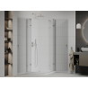 Mexen Roma Duo kabina prysznicowa uchylna 100 x 100 cm, transparent, chrom + brodzik Flat - 854-100-100-01-02-4010