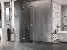 Mexen Lunar T kabina prysznicowa uchylna lewa 120 x 120 cm, transparent, nikiel szczotkowany - 834T-120-120-97-00-L