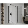 Mexen Roma Duo kabina prysznicowa uchylna 90 x 90 cm, transparent, czarna + brodzik Flat - 854-090-090-70-02-4010B