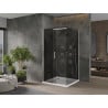 Mexen Omega kabina prysznicowa rozsuwana 100 x 100 cm, grafit, chrom + brodzik Flat, bialy - 825-100-100-01-40-4010