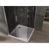 Mexen Omega kabina prysznicowa rozsuwana 100 x 100 cm, grafit, chrom + brodzik Flat, bialy - 825-100-100-01-40-4010