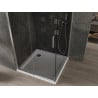Mexen Omega kabina prysznicowa rozsuwana 100 x 100 cm, grafit, chrom + brodzik Flat, bialy - 825-100-100-01-40-4010