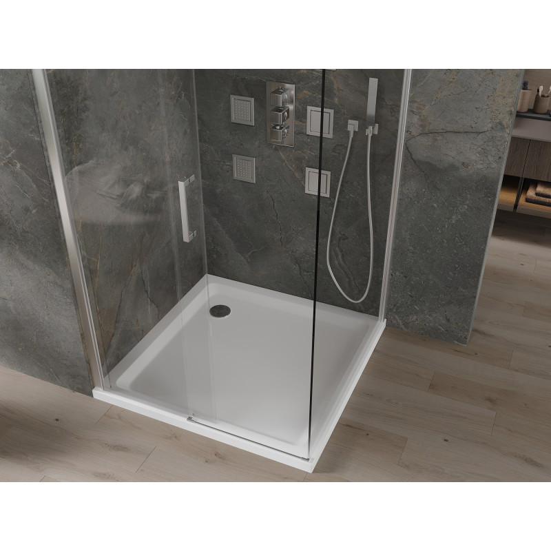 Mexen Omega kabina prysznicowa rozsuwana 100 x 100 cm, transparent, chrom + brodzik Flat - 825-100-100-01-00-4010