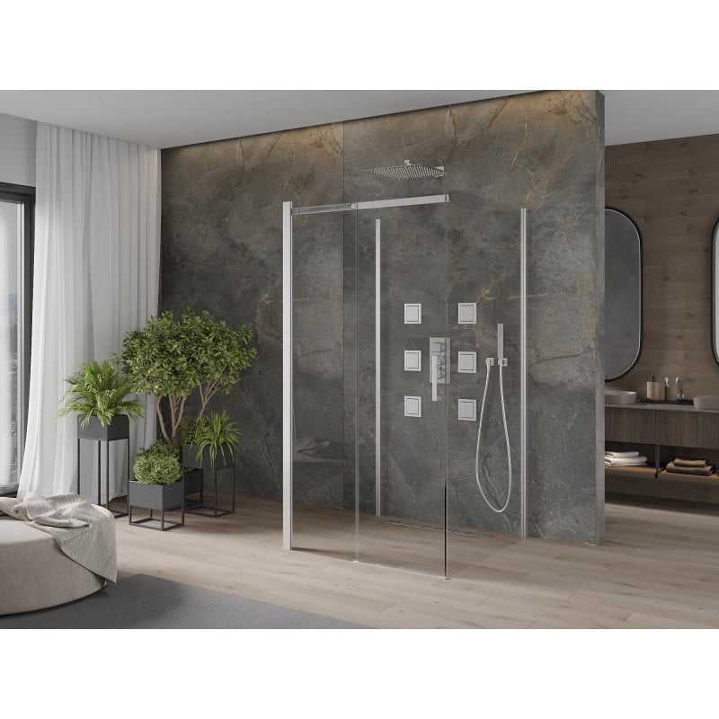 Mexen Omega-3S kabina prysznicowa 3-ścienna, rozsuwana 100 x 100 cm, transparent, chrom - 825-100-100-01-00-3S