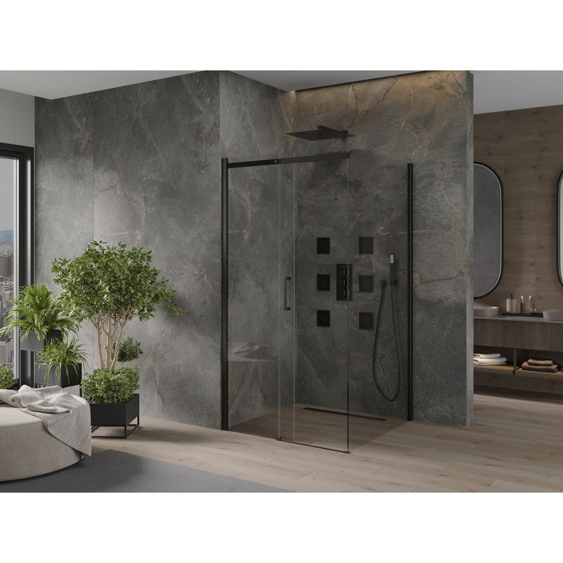 Mexen Omega kabina prysznicowa rozsuwana 100 x 100 cm, transparent, czarna - 825-100-100-70-00