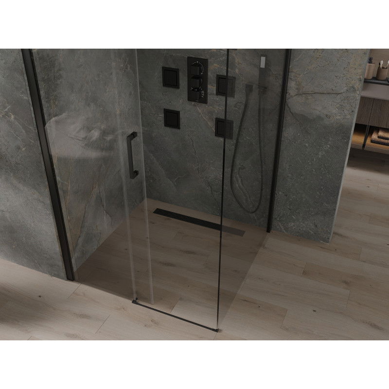 Mexen Omega kabina prysznicowa rozsuwana 100 x 100 cm, transparent, czarna - 825-100-100-70-00