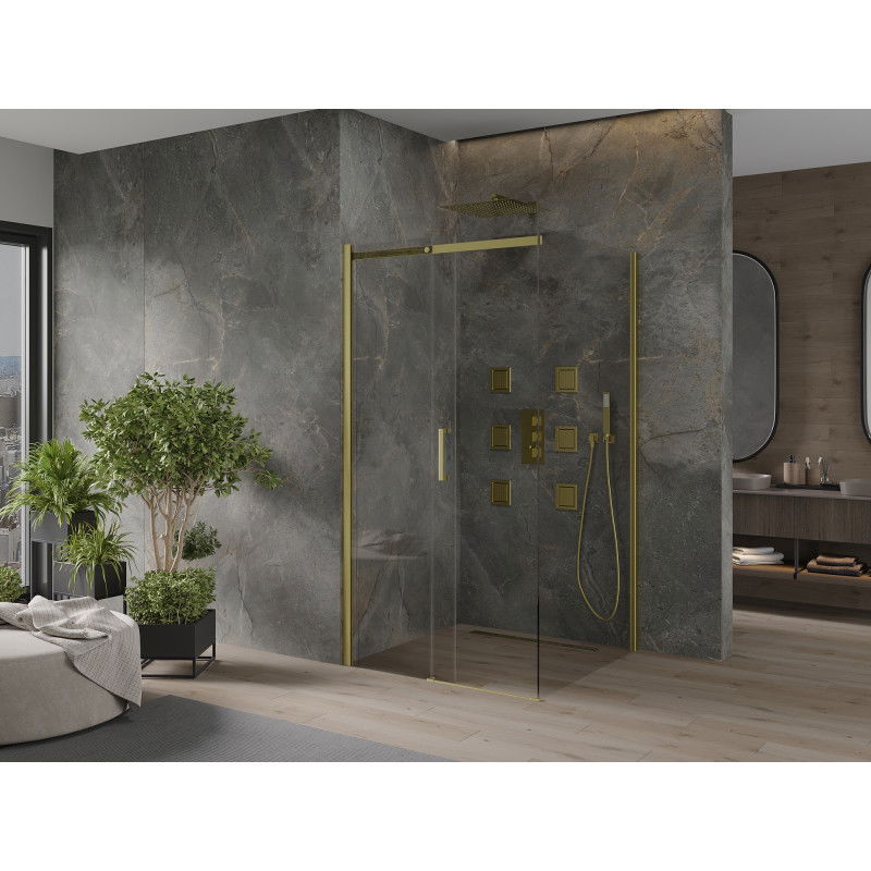 Mexen Omega kabina prysznicowa rozsuwana 100 x 100 cm, transparent, złota - 825-100-100-50-00