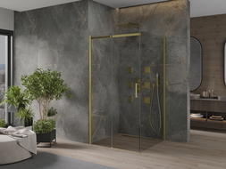 Mexen Omega kabina prysznicowa rozsuwana 100 x 100 cm, transparent, złota - 825-100-100-50-00