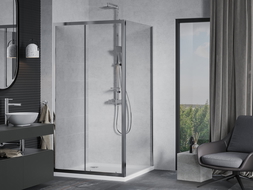 Mexen Apia kabina prysznicowa rozsuwana 90 x 90 cm, transparent, chrom + brodzik Flat - 840-090-090-01-00-4010