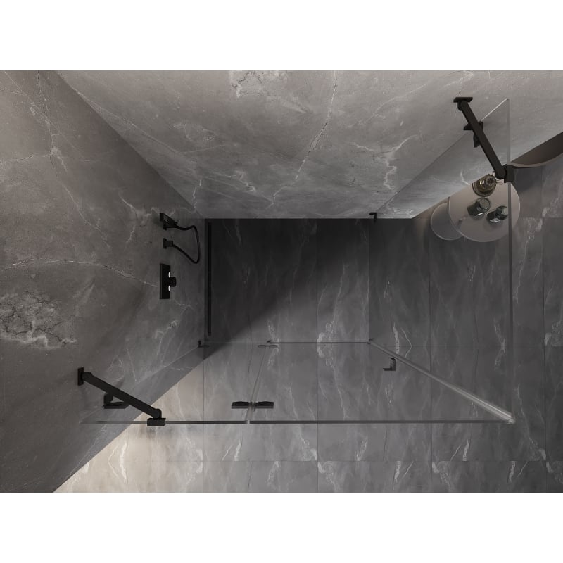 Mexen Lunar kabina prysznicowa uchylna lewa 95 x 90 cm, transparent, czarna - 834-095-090-70-00-L