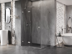 Mexen Lunar kabina prysznicowa uchylna lewa 90 x 80 cm, transparent, nikiel szczotkowany - 834-090-080-97-00-L