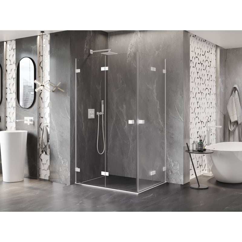 Mexen Lunar-F Duo kabina prysznicowa składana 100 x 85 cm, transparent, biała - 836-100L-085P-20-00