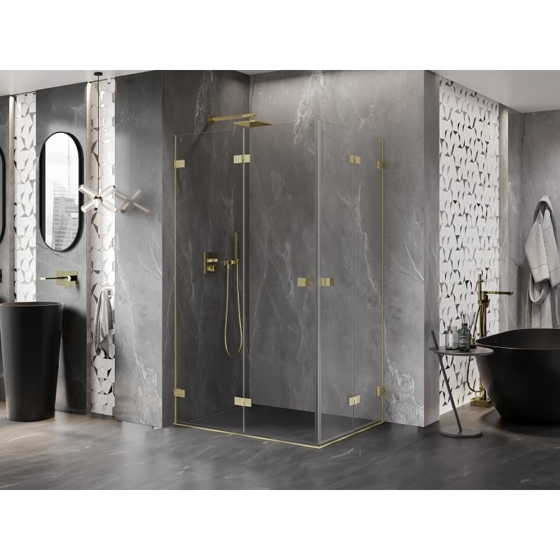 Mexen Lunar-F Duo kabina prysznicowa składana 85 x 80 cm, transparent, złota szczotkowana - 836-085L-080P-55-00
