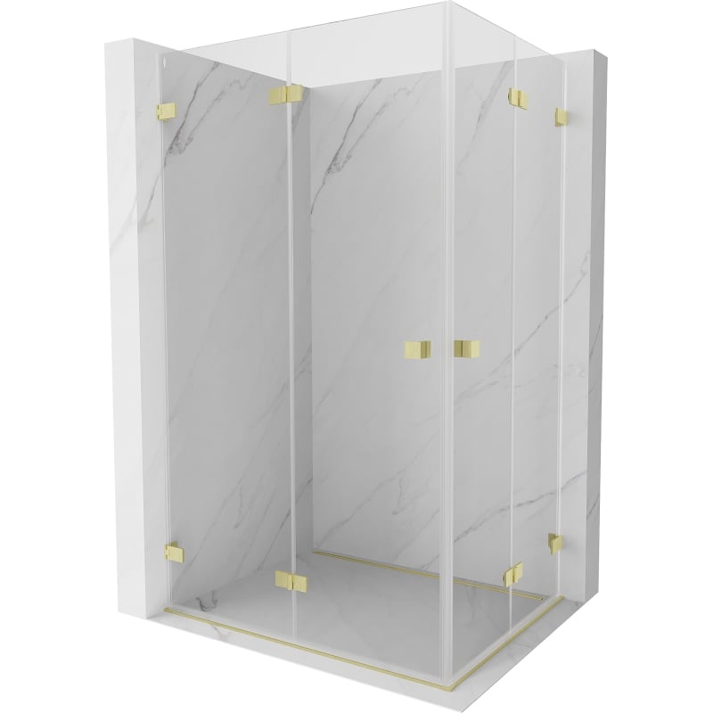 Mexen Lunar-F Duo kabina prysznicowa składana 100 x 95 cm, transparent, złota szczotkowana - 836-100L-095P-55-00