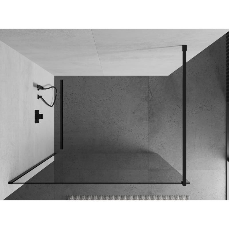 Mexen Kioto ścianka prysznicowa Walk-in 50 x 200 cm, transparent 8 mm, czarna - 800-050-101-70-00