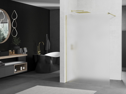 Mexen Kioto ścianka prysznicowa Walk-in 100 x 200 cm, szron 8 mm, złota - 800-100-101-50-30