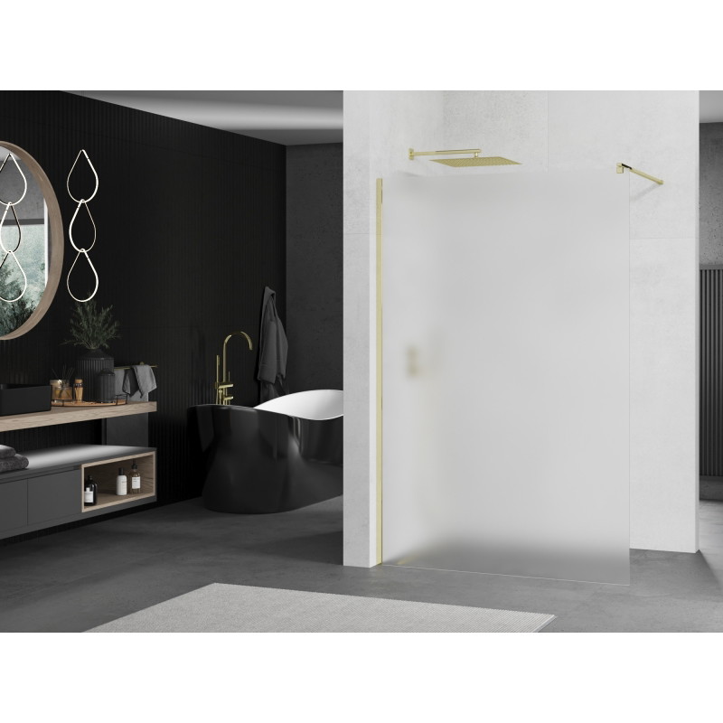 Mexen Kioto ścianka prysznicowa Walk-in 110 x 200 cm, szron 8 mm, złota - 800-110-101-50-30