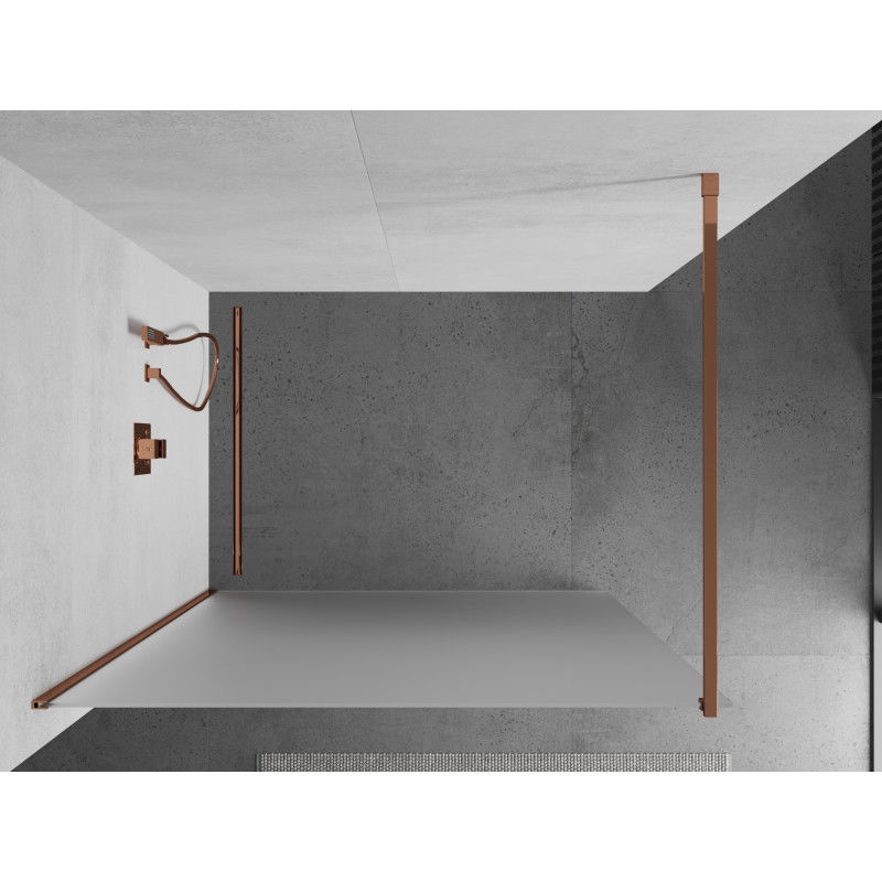 Mexen Kioto ścianka prysznicowa Walk-in 100 x 200 cm, szron 8 mm, różowe złoto - 800-100-101-60-30