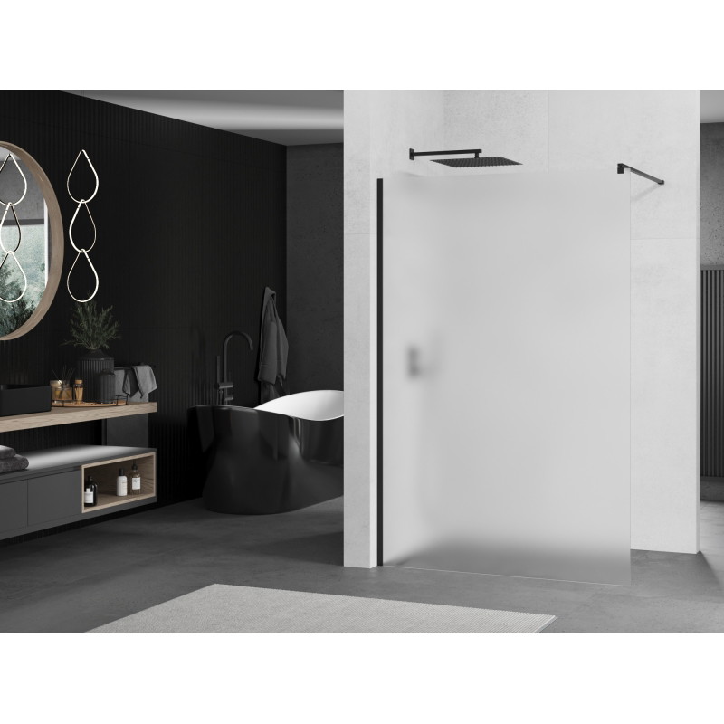 Mexen Kioto ścianka prysznicowa Walk-in 70 x 200 cm, szron 8 mm, czarna - 800-070-101-70-30