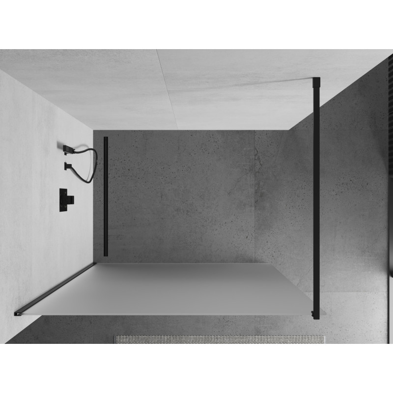 Mexen Kioto ścianka prysznicowa Walk-in 100 x 200 cm, szron 8 mm, czarna - 800-100-101-70-30
