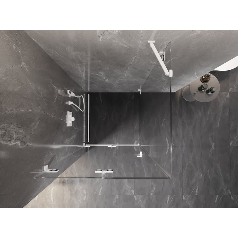 Mexen Lunar-F kabina prysznicowa składana lewa 90 x 90 cm, transparent, biała - 836-090-090-20-00-L