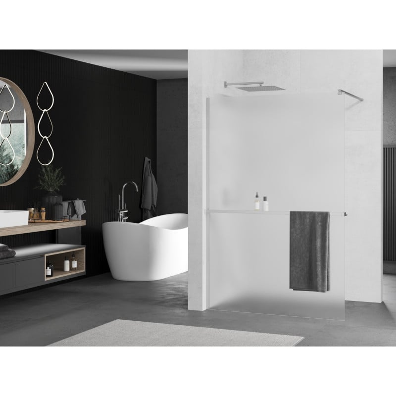 Mexen Kioto+ ścianka prysznicowa z półką Walk-in 70 x 200 cm, szron, chrom - 800-070-121-01-30
